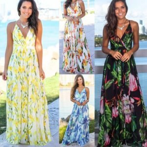 Women Ladies Boho Floral Maxi Dress Cocktail Party Evening Summer Beach Sundress