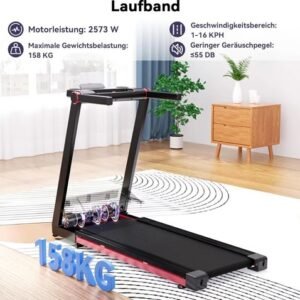 Foldable Treadmill 350lbs Adjustable 6% Incline Walking Pad Speed  9.9 MPH Red