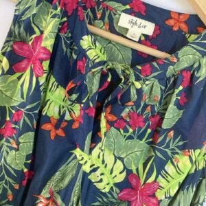Style & Co. Maxi Dress – Size S – Sleeveless Tiered Tropical Sundress Blue Green