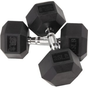 Premium Rubber Encased Hex Dumbbells Sold in Pairs 5 lb-100 lb Weights