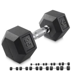 Rubber Coated Hex Dumbbell Hand Weights, 25 lb to 50 Pound