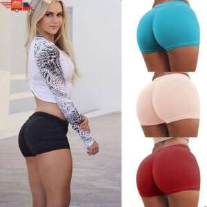 Women Sports Yoga Pants Push Up Ruched Gym Workout Fitness Casual Hot Shorts