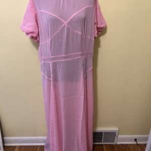 Choosy Maxi Dress Size 18 Pink NWT See Through Shirt Sleeves