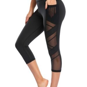 Mesh Leggings for Women High Waisted Yoga Pants Workout Running Size S