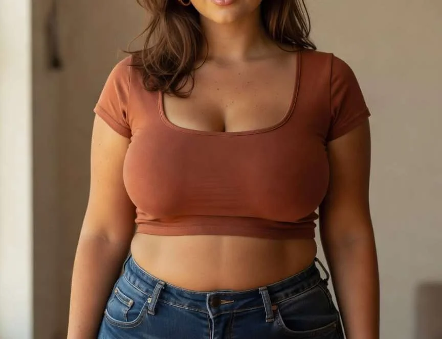 Viral Cheeks-#Hannah #beautiful #curvy #woman #crop #top #jeans