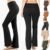 Womens Yoga Pants Flare Leg Long Fitness Foldover Waist Workout Gym Bootcut